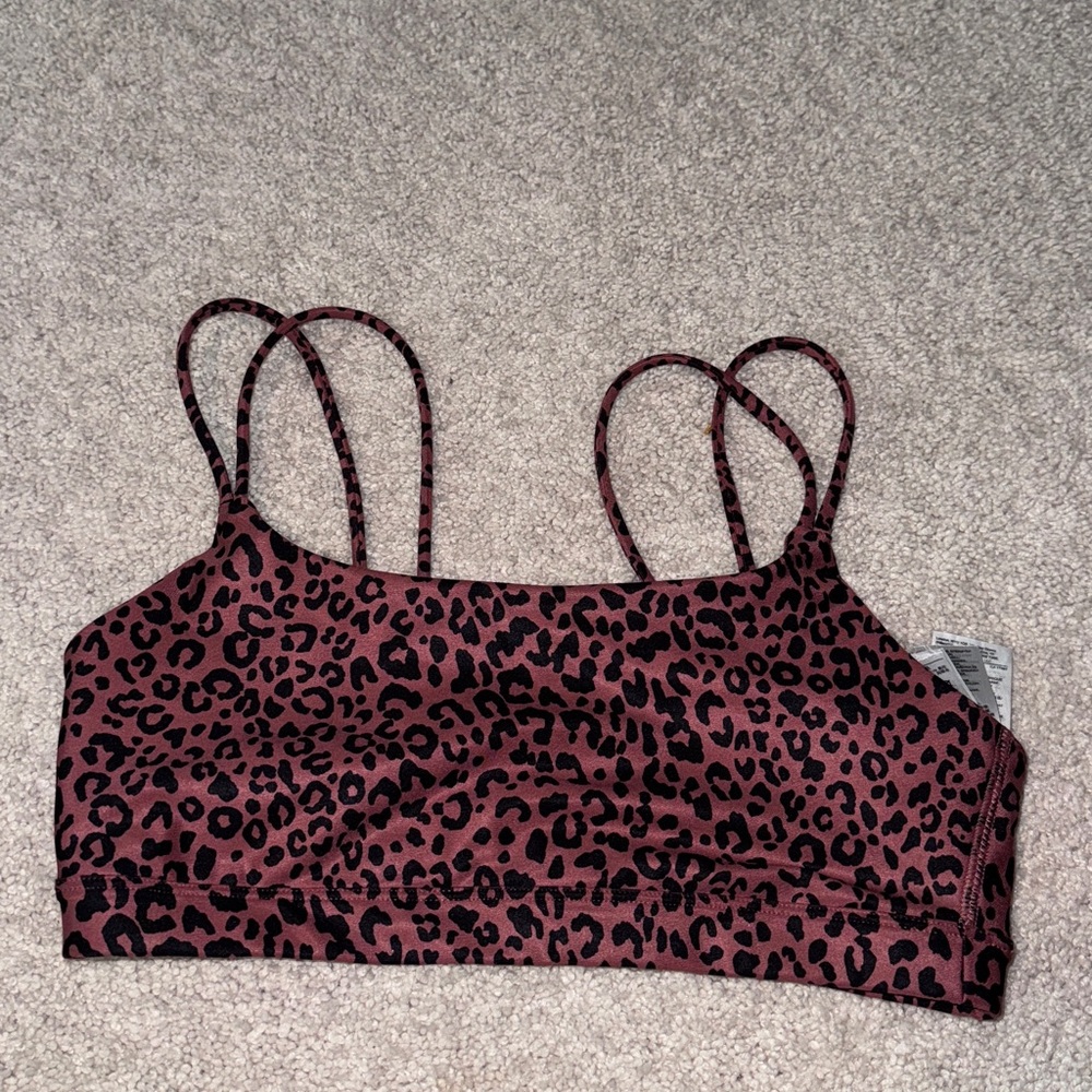 GAP Women's Animal Print Sports Bra - Pink and Black